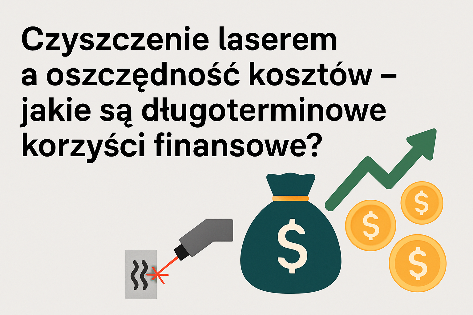 Grafika przedstawia pytanie o korzyści finansowe czyszczenia laserowego i oszczędności koszt&oacute;w
