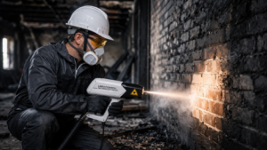 Usuwanie sadzy po pożarze przy użyciu lasera