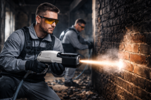 Usuwanie sadzy po pożarze przy użyciu lasera