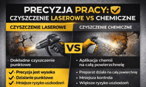 Por&oacute;wnanie metod czyszczenia laserowe i chemiczne, z zaletami i wadami obu technik
