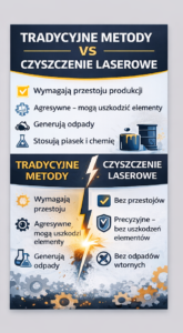 Por&oacute;wnanie tradycyjnych metod czyszczenia z czyszczeniem laserowym, z zaletami i wadami obu podejść