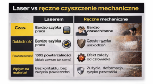 Laser vs ręczne czyszczenie mechaniczne – czas i dokładność