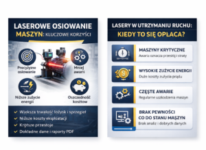 Infografika przedstawiająca korzyści z laserowego osiowania maszyn oraz sytuacje, w kt&oacute;rych jest to opłacalne
