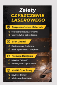 Zalety czyszczenia laserowego, w tym bezpieczeństwo, brak chemii, precyzja działania i kr&oacute;tki czas pracy