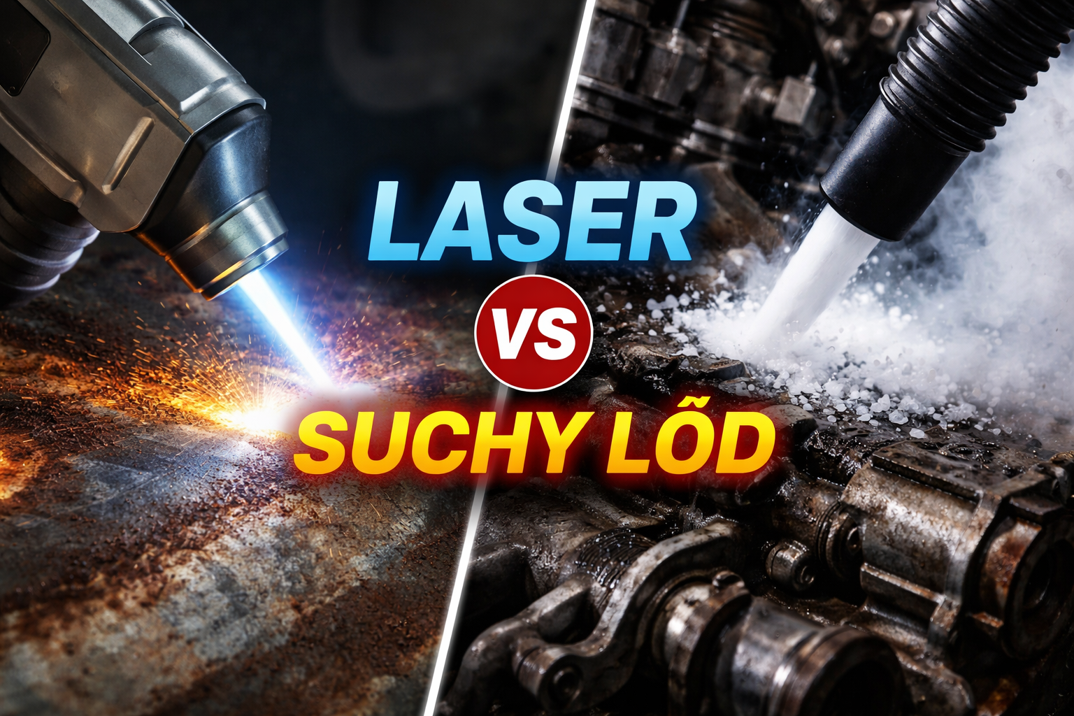 Por&oacute;wnanie technologii czyszczenia laser i suchy l&oacute;d, z efektami wizualnymi obu metod