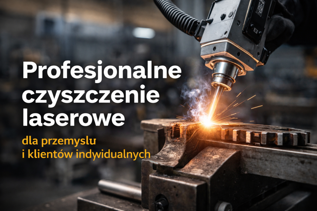Profesjonalne czyszczenie laserowe w zakładzie przemysłowym, z widocznym procesem obr&oacute;bki metalu